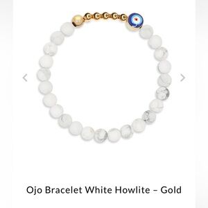 April Soderstrom White Howlite Ojo / Evil Eye Bracelet with Gold Accents